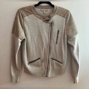 Banana Republic Tan/Beige Merino Wool Women’s Sweater ‘Bomber’ Jacket - Size L